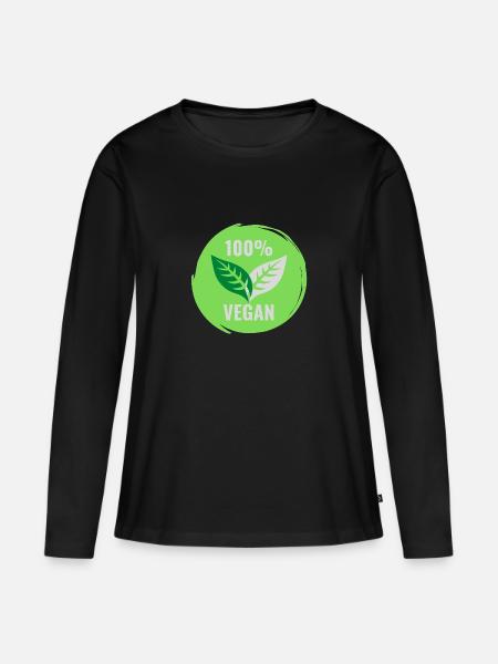 100% VEGAN - Frauen Premium Bio Langarmshirt - Schwarz