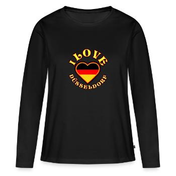 J’adore Düsseldorf - T-shirt manches longues Premium bio Femme - noir - Devant - Julia (174cm)