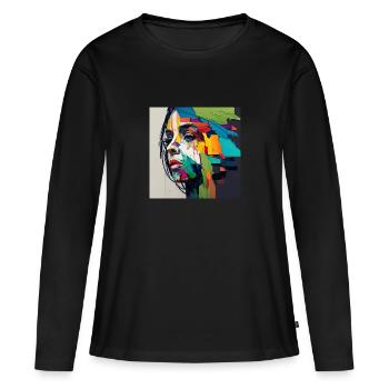 Premium Design - Frauen Premium Bio Langarmshirt - Schwarz - Vorne - Julia (174cm)