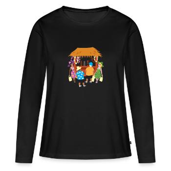Touristes Tiki Shopping - T-shirt manches longues Premium bio Femme - noir - Devant - Julia (174cm)