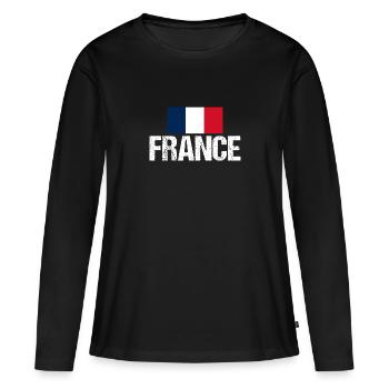 Français Français France - T-shirt manches longues Premium bio Femme - noir - Devant - Julia (174cm)