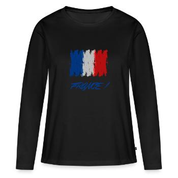 FRANCE - T-shirt manches longues Premium bio Femme - noir - Devant - Julia (174cm)