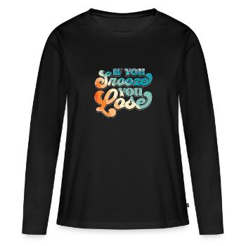 Si vous dormez, vous perdez - T-shirt manches longues Premium bio Femme - noir - Devant - Julia (174cm)