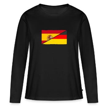 Spanier Deutschland Spanien - Frauen Premium Bio Langarmshirt - Schwarz - Vorne - Julia (174cm)