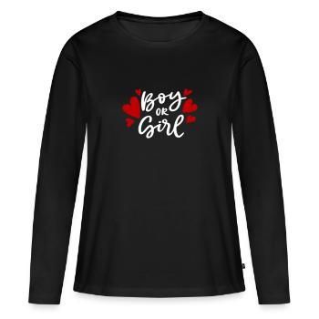 Girl or Boy Junge oder Mädchen Schwanger Pregnant - Frauen Premium Bio Langarmshirt - Schwarz - Vorne - Julia (174cm)