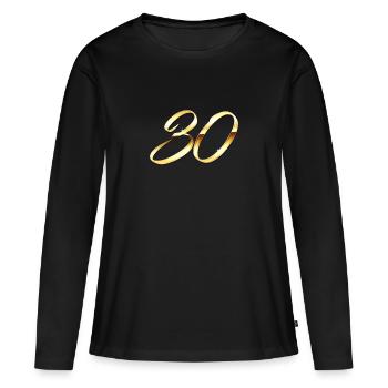Gold 30 - Frauen Premium Bio Langarmshirt - Schwarz - Vorne - Julia (174cm)