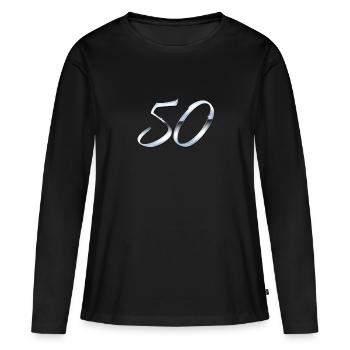 Argent 50 - T-shirt manches longues Premium bio Femme - noir - Devant - Julia (174cm)