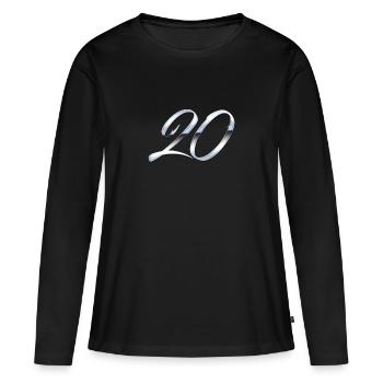 Silber 20 - Frauen Premium Bio Langarmshirt - Schwarz - Vorne - Julia (174cm)