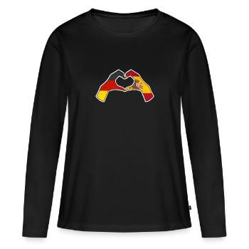 Spanier Deutschland Spanien - Frauen Premium Bio Langarmshirt - Schwarz - Vorne - Julia (174cm)