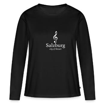 Salzburg Stadt von Mozart - Frauen Premium Bio Langarmshirt - Schwarz - Vorne - Julia (174cm)