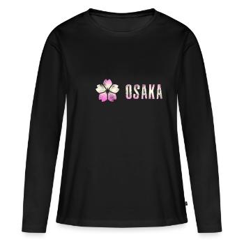 Osaka - Japon - T-shirt manches longues Premium bio Femme - noir - Devant - Julia (174cm)