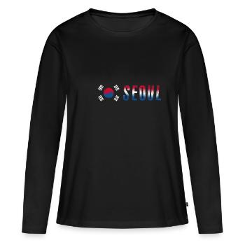 Séoul | Corée - T-shirt manches longues Premium bio Femme - noir - Devant - Julia (174cm)