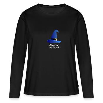 Magicien - magicien - magie - sorcellerie - magie - T-shirt manches longues Premium bio Femme - noir - Devant - Julia (174cm)