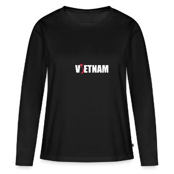 Vietnam vietnamien Cadeau - T-shirt manches longues Premium bio Femme - noir - Devant - Julia (174cm)