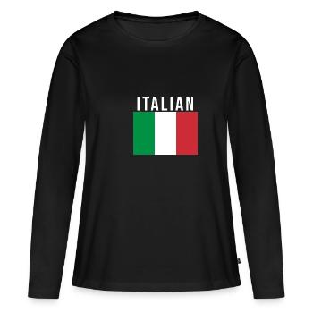 Italien italien - T-shirt manches longues Premium bio Femme - noir - Devant - Julia (174cm)
