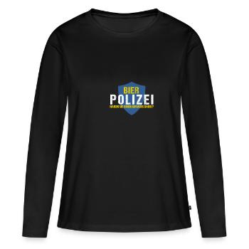 Bier Polizei für alle Bierbauch Besitzer - Frauen Premium Bio Langarmshirt - Schwarz - Vorne - Julia (174cm)