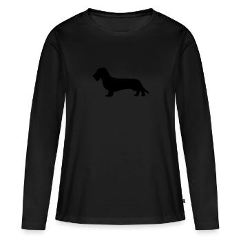 Teckel Teckel Chien Teckel à poil dur isolé - T-shirt manches longues Premium bio Femme - noir - Devant - Julia (174cm)