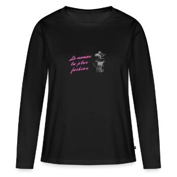 la maman la plus fashion - T-shirt manches longues Premium bio Femme - noir - Devant - Julia (174cm)