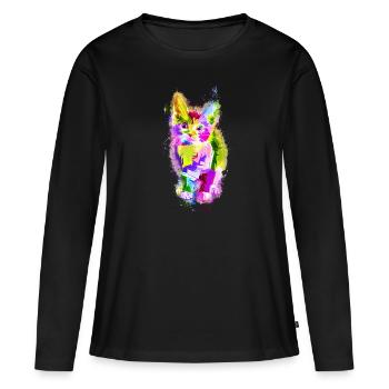 animal coloré lumineux flamboyant - T-shirt manches longues Premium bio Femme - noir - Devant - Julia (174cm)