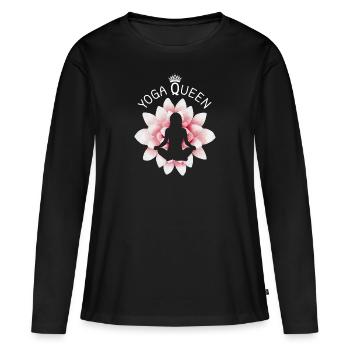Yoga - T-shirt manches longues Premium bio Femme - noir - Devant - Julia (174cm)