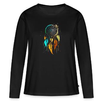 Dream Catcher Free Spirit Boho Leisure Design - T-shirt manches longues Premium bio Femme - noir - Devant - Julia (174cm)