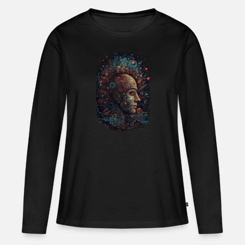 Trippy Explosion - Psychedelic Motif - Women's Premium Organic Long Sleeve Shirt - black