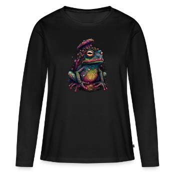 Trippy Mushroom Frog - Psychedelic Motif - Women's Premium Organic Long Sleeve Shirt - black - Front - Julia (174cm)