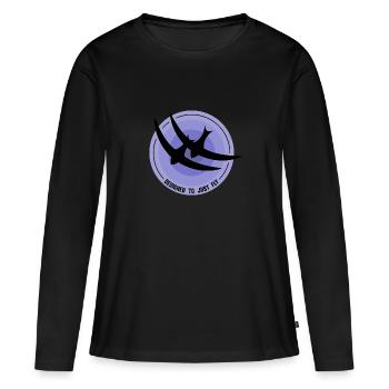 Mauersegler Vögel Schwalben DESIGNED TO JUST FLY - Frauen Premium Bio Langarmshirt - Schwarz - Vorne - Julia (174cm)
