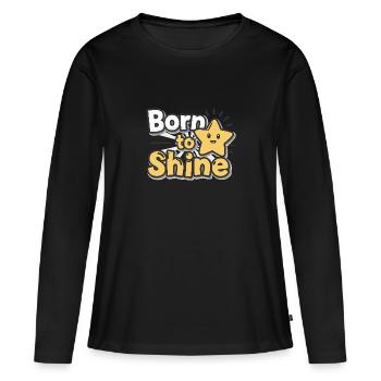 Né pour briller – Strahlender Stern - T-shirt manches longues Premium bio Femme - noir - Devant - Julia (174cm)