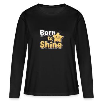 Né pour briller – Strahlender Stern - T-shirt manches longues Premium bio Femme - noir - Devant - Julia (174cm)