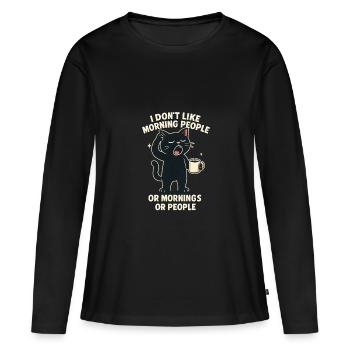 Je déteste les gens du matin et les matins et les gens - T-shirt manches longues Premium bio Femme - noir - Devant - Julia (174cm)