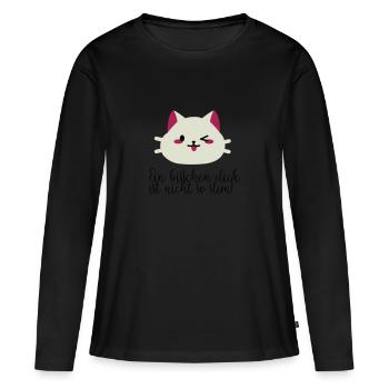 nicht so slim - Frauen Premium Bio Langarmshirt - Schwarz - Vorne - Julia (174cm)