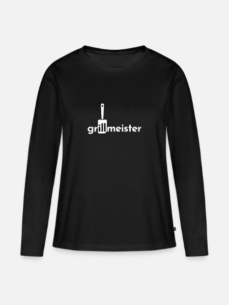 Grillmeister - Frauen Premium Bio Langarmshirt - Schwarz