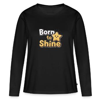 Né pour briller – Strahlender Stern - T-shirt manches longues Premium bio Femme - noir - Devant - Julia (174cm)