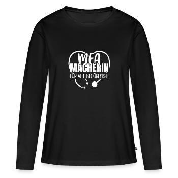 Arzthelferin Macherin MFA - Frauen Premium Bio Langarmshirt - Schwarz - Vorne - Julia (174cm)
