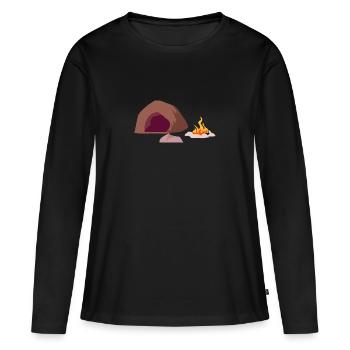 Höhle Feuer Steinzeit Urmensch - Frauen Premium Bio Langarmshirt - Schwarz - Vorne - Julia (174cm)