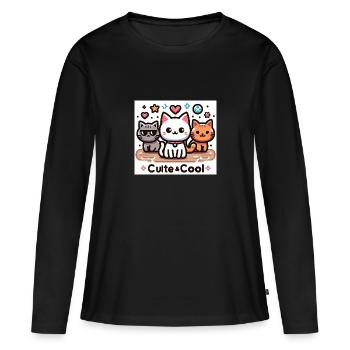 culte et cool - T-shirt manches longues Premium bio Femme - noir - Devant - Julia (174cm)
