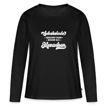 Le chocolat me comprend mieux que les gens - T-shirt manches longues Premium bio Femme - noir - Devant - Julia (174cm)