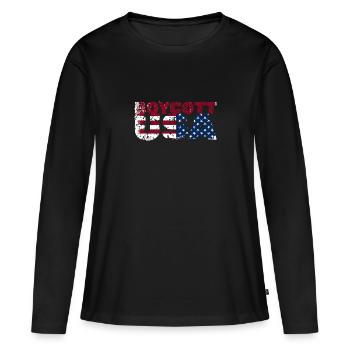 Boykott die USA, Boykott Amerika, verzweifelte USA - Frauen Premium Bio Langarmshirt - Schwarz - Vorne - Julia (174cm)