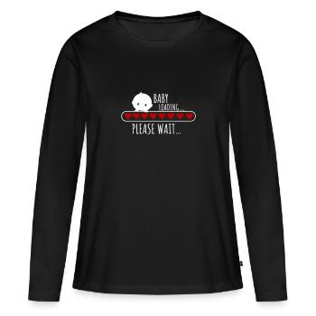 Baby is Loading in Arbeit Schwangerschaft Pregnant - Frauen Premium Bio Langarmshirt - Schwarz - Vorne - Julia (174cm)