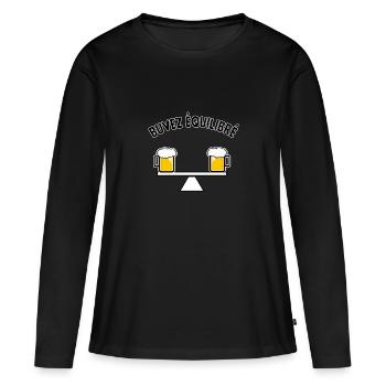 Buvez équilibré - T-shirt manches longues Premium bio Femme - noir - Devant - Julia (174cm)