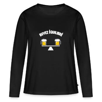 Buvez équilibré - T-shirt manches longues Premium bio Femme - noir - Devant - Julia (174cm)