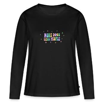 More Dogs Less People - Groovy Retro Design - Frauen Premium Bio Langarmshirt - Schwarz - Vorne - Julia (174cm)