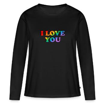 I love you - Regenbogen - Homo-Ehe - Frauen Premium Bio Langarmshirt - Schwarz - Vorne - Julia (174cm)