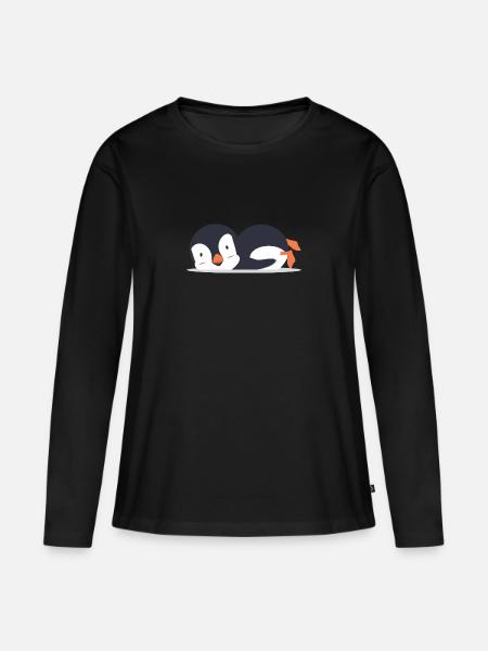 Pinguin - Frauen Premium Bio Langarmshirt - Schwarz
