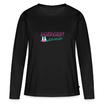Maman danseuse ballerine - T-shirt manches longues Premium bio Femme - noir - Devant - Julia (174cm)