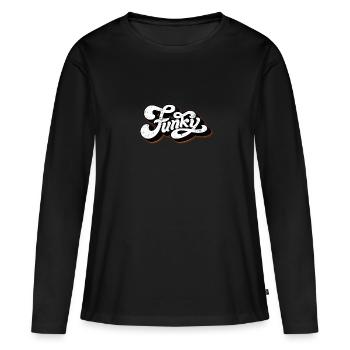 Funky Vintage - T-shirt manches longues Premium bio Femme - noir - Devant - Julia (174cm)