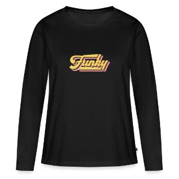Rétro funky - T-shirt manches longues Premium bio Femme - noir - Devant - Julia (174cm)