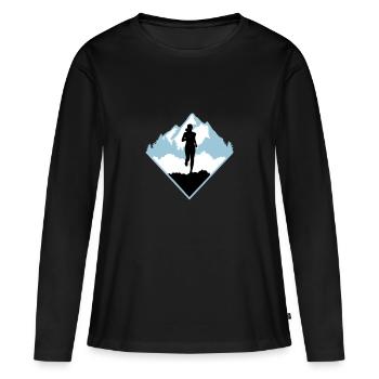 Trail Running, Läuferin, laufen - Frauen Premium Bio Langarmshirt - Schwarz - Vorne - Julia (174cm)
