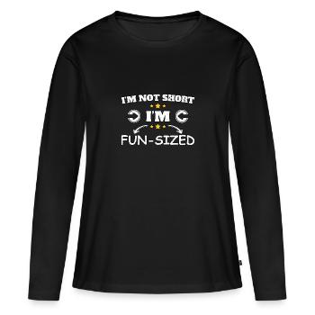 Je ne suis pas petit, je suis de taille amusante - T-shirt manches longues Premium bio Femme - noir - Devant - Julia (174cm)